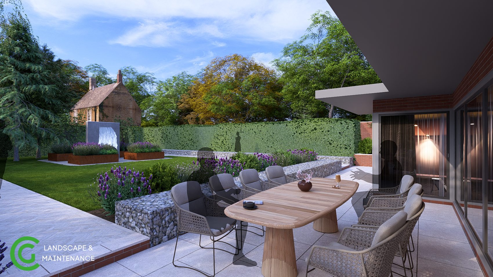 3D visualisation of proposed garden dining area