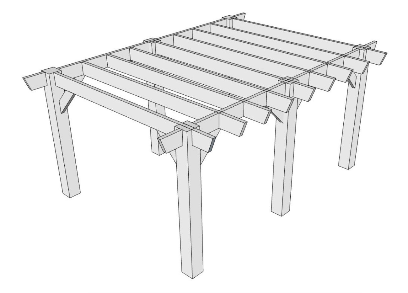 Architectural concept sketch of an open timber pergola structure